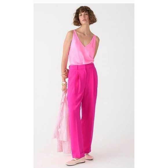 J. Crew Pants - J Crew Wide leg essential pants in city crepe Size 6 hot pink BS581